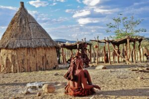 Himba-Siedlung im Kaokoveld, Kunene, Namibia