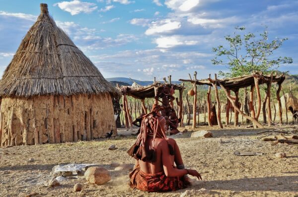 Himba-Siedlung im Kaokoveld, Kunene, Namibia