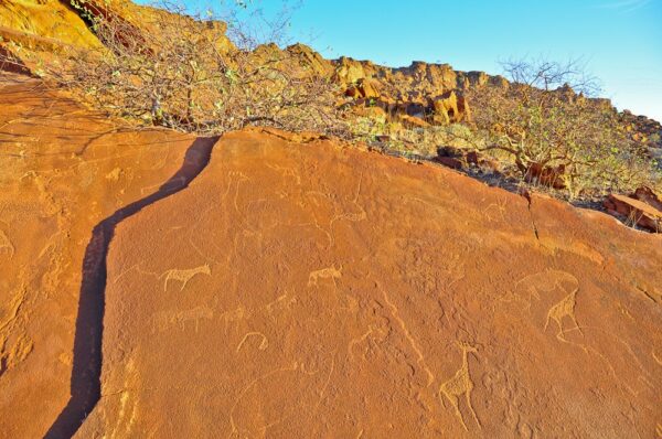 Felszeichnungen von Twyfelfontain, UNSECO-Weltkulturerbe, Damaraland, Namibia