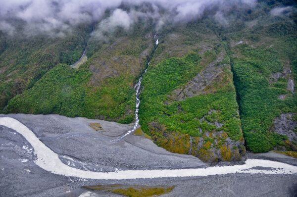 Gletscherfluss, Fox Gletscher, Westland Nationalpark, Neuseeland