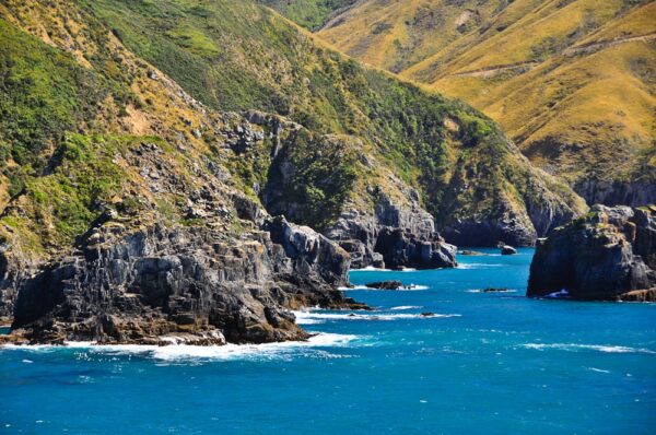 Zerklüftete Küsten in den Marlborough Sound, Neuseeland