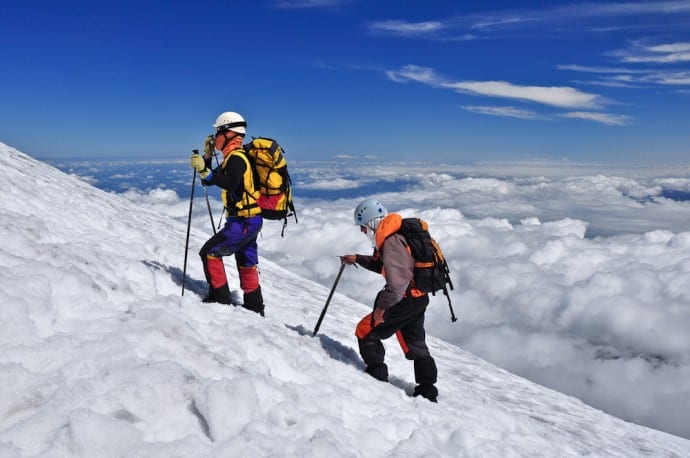 Bergsteiger auf dem Villarica, Región de la Auracania, Patagonien, Chile