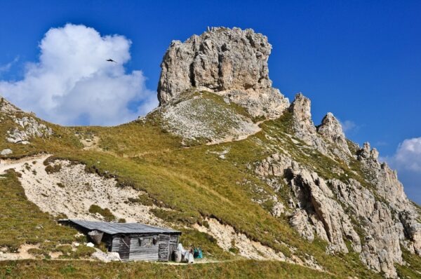 Hütte in den Dolomiten, Südtirol, Italien