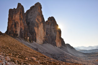 Dolomiten - Drei Zinnen (Tre Cime di Lavaredo) mit Sonnenstern