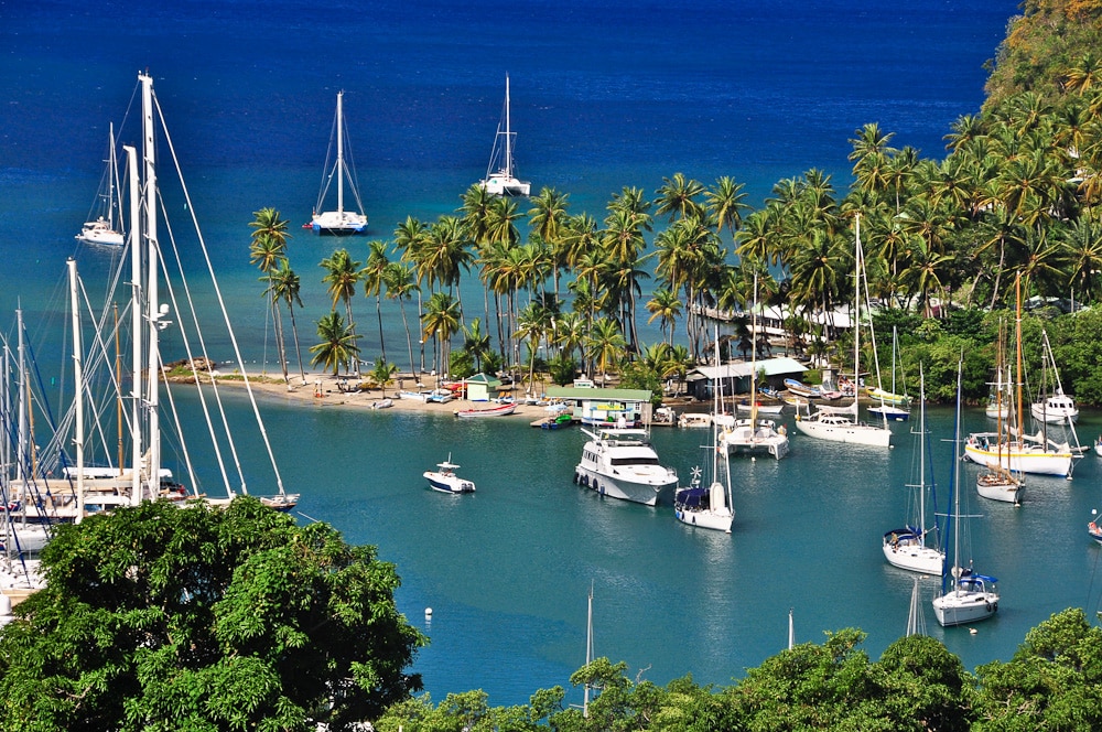 Marigot Bay, Schauplatz für Dr. Doolittle-Verfilmung, St. Lucia, Karibik