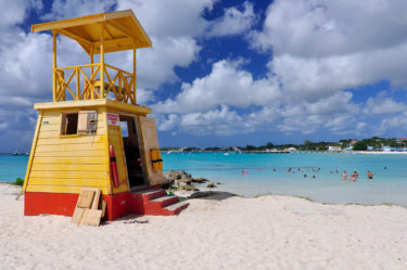 Rescue Tower am Miami Beach, Barbados, Karibik