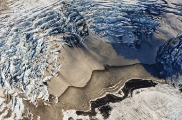 Luftaufnahme eines Gletscherfelds, Island