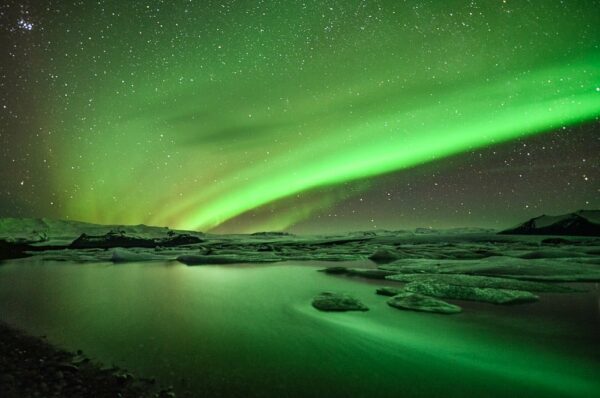 Polarlicht (Aurora Borealis), Jökulsarlon, Island