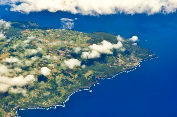 Luftaufnahme von der Insel Pico, Azoren, Portugal