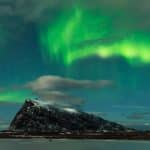 Lofoten 002 | Polarlichter (aurora borealis) über dem Berg Høven, Gimsoya| Norwegen, Winter, Nordlichter, Landschaftsfotografie, Bilder, Fotos, Landschaften