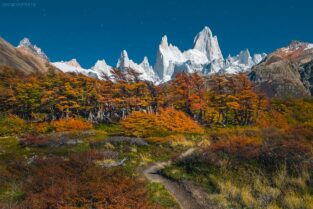 Patagonien: Fitz Roy im Mondlicht, Los Glaciares, Argentinien