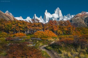 Patagonien: Fitz Roy im Mondlicht, Los Glaciares, Argentinien