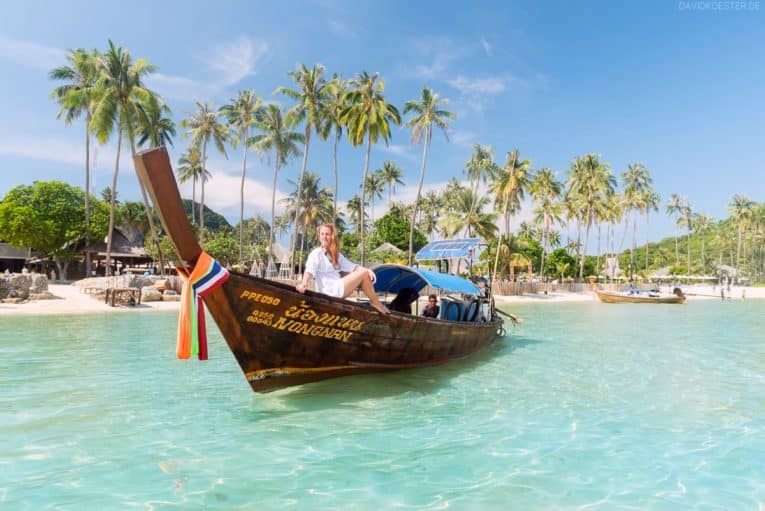 Palmenstrand Loh Bagao Bay, Phi Phi Island, Thailand