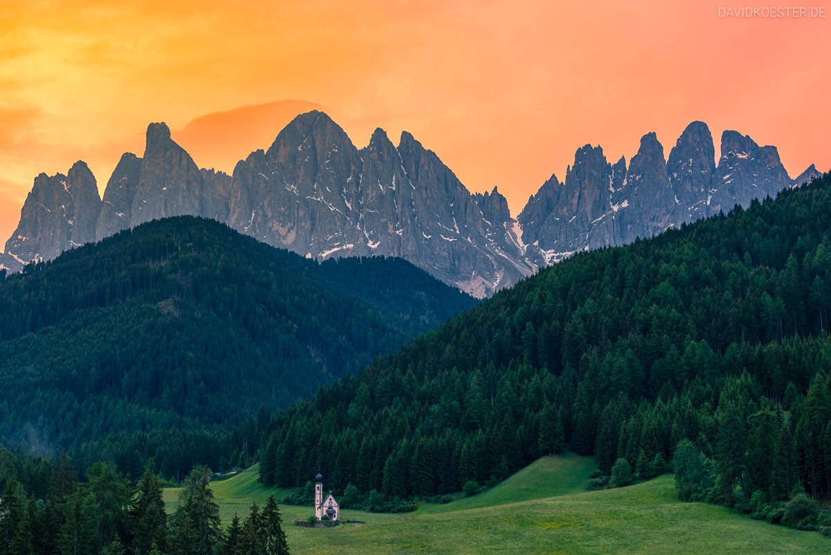 Kirche - von - St. Landschaftsfotograf Ranui, David Köster Südtirol Dolomiten Johann