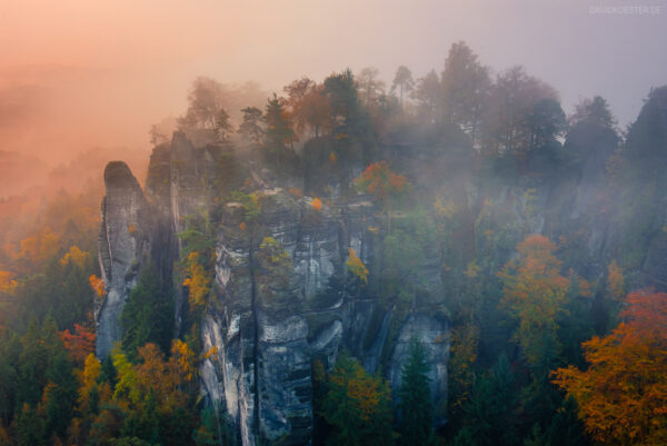 Deutschland - Bastei im Nebel, Elbsandsteingebirge