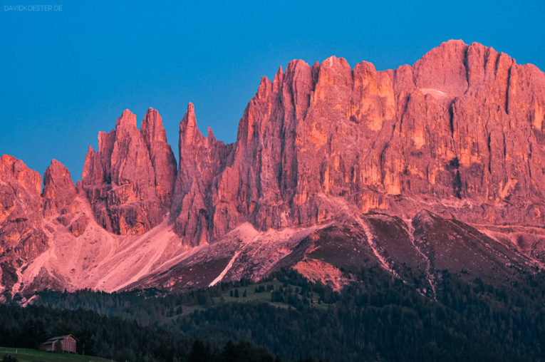 Dolomiten - Rosengarten im Alpenglühen