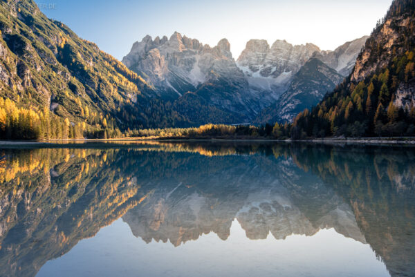 Dolomiten - Dürrensee mit Cristallo Gruppe, Höhlenstein