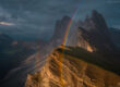 Dolomiten - Regenbogen über der Seceda, Naturpark Puez-Geisler, Südtirol