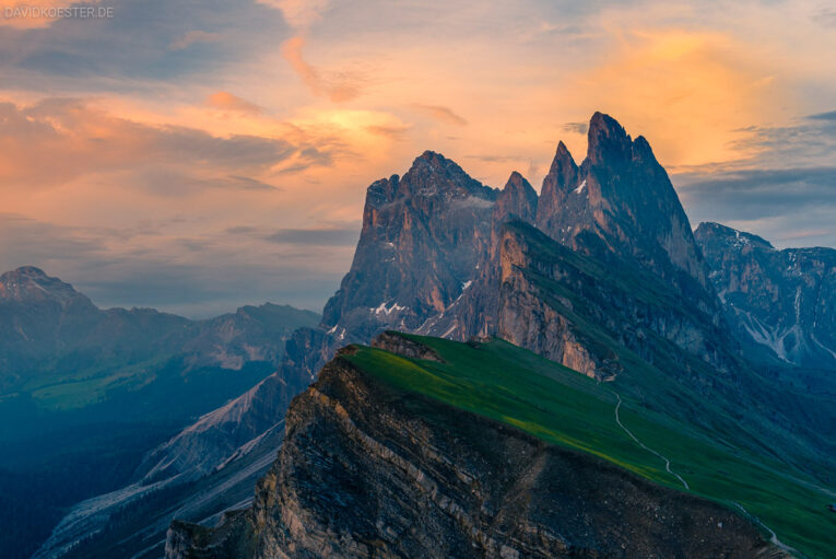 Dolomiten - Seceda bei Sonnenuntergang, Südtirol