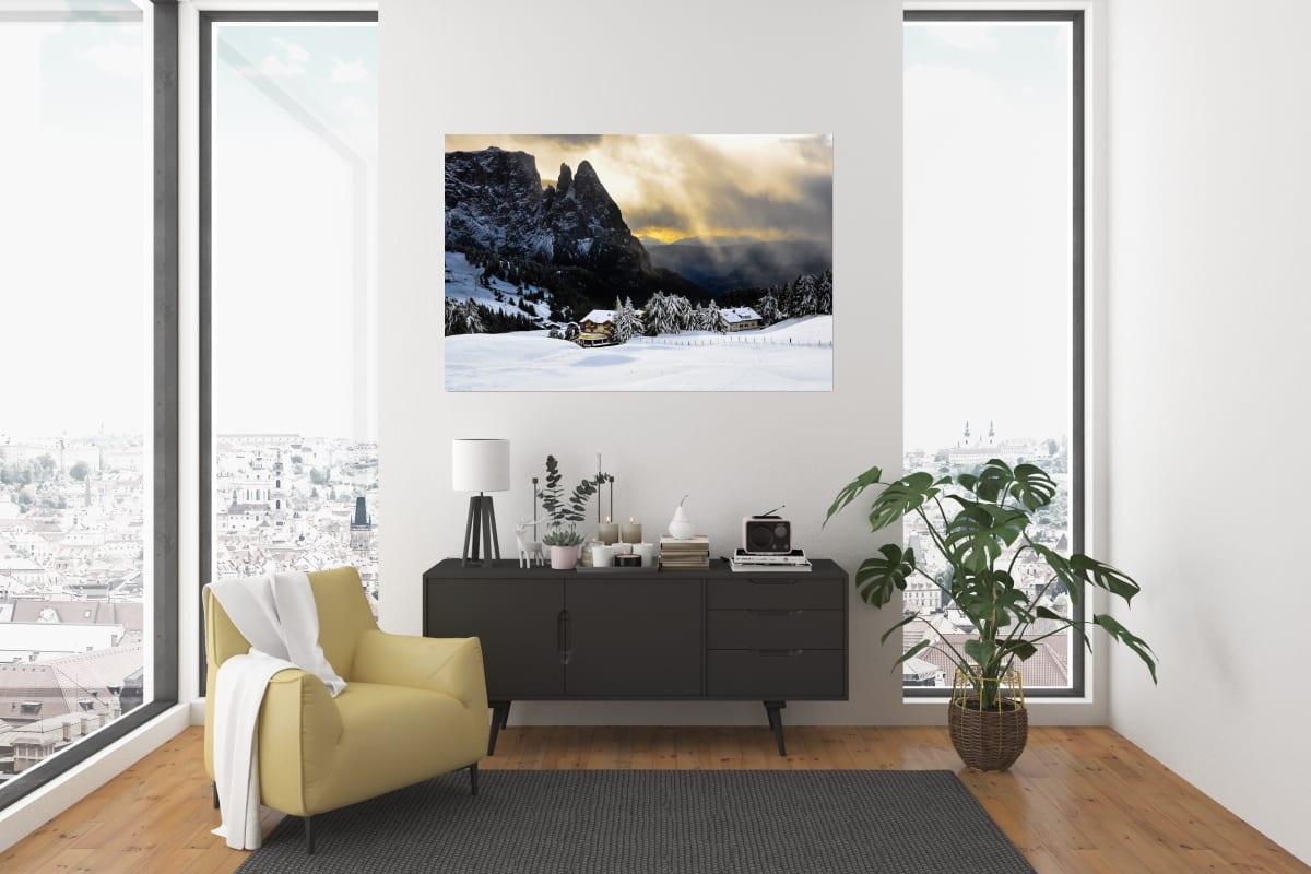 Dolomiten - Winter auf der Seiser Alm mit Schlern, Südtirol -  Landschaftsfotograf David Köster | Poster