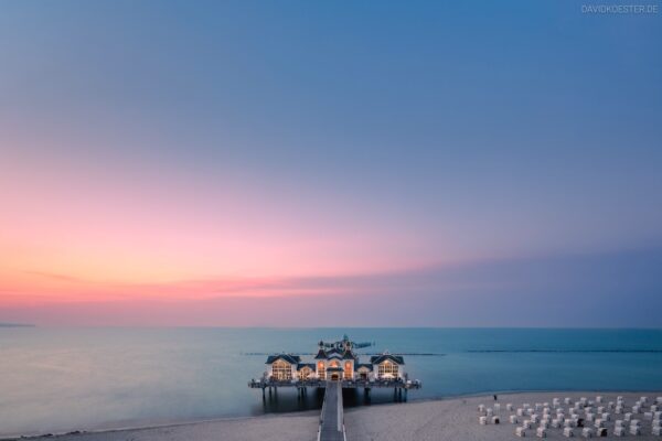 Sellin Seebrücke in der blauen Stunde, Insel Rügen